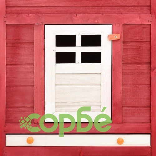 Външна клетка за зайци с пътечка, червено и бяло, чам масив ➤ топ цена ➤ sorbe.bg