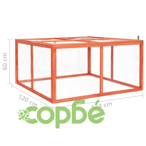 Клетка за зайци, 124x120x60 см, чам масив ➤ топ цена ➤ sorbe.bg