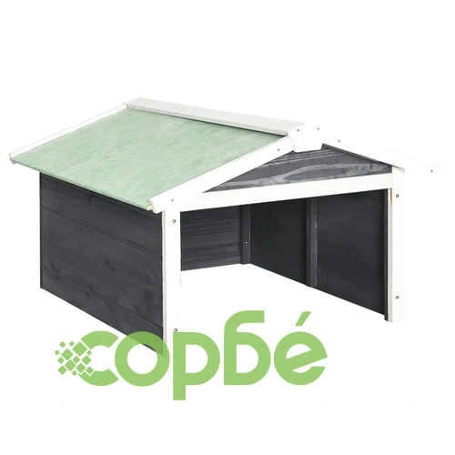 Гараж за роботизирана косачка, 72x87x50 см, сиво и бяло, чам ➤ топ цена ➤ sorbe.bg