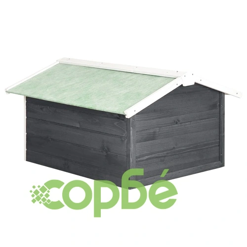 Гараж за роботизирана косачка, 72x87x50 см, сиво и бяло, чам ➤ топ цена ➤ sorbe.bg