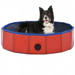 Сгъваем басейн за кучета, червен, 80x20 см, PVC