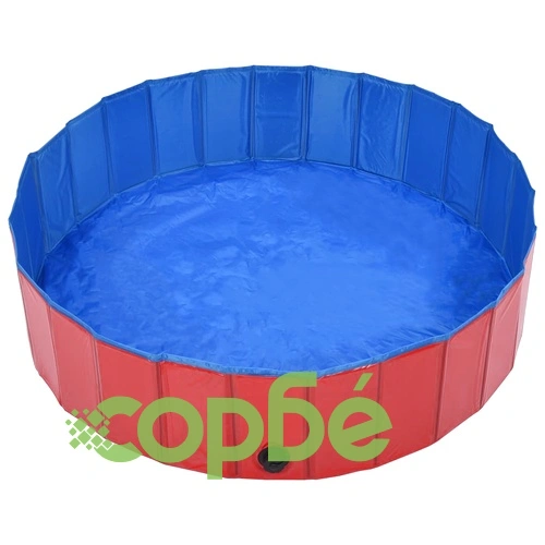 Сгъваем басейн за кучета, червен, 120x30 см, PVC ➤ топ цена ➤ sorbe.bg