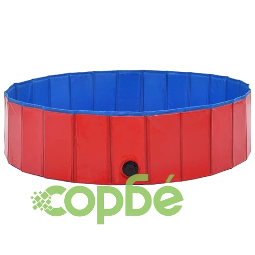 Сгъваем басейн за кучета, червен, 120x30 см, PVC ➤ топ цена ➤ sorbe.bg