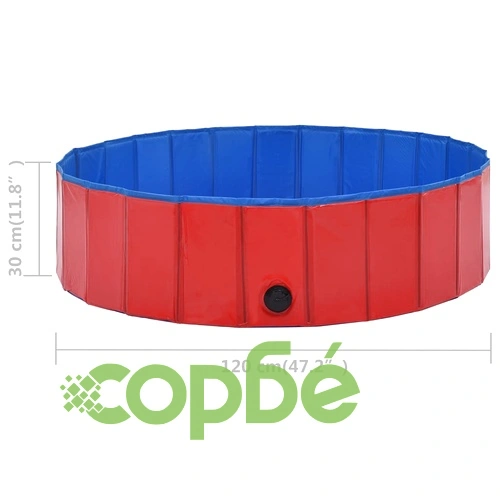 Сгъваем басейн за кучета, червен, 120x30 см, PVC ➤ топ цена ➤ sorbe.bg