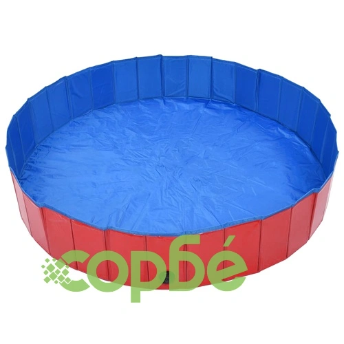 Сгъваем басейн за кучета, червен, 160x30 см, PVC ➤ топ цена ➤ sorbe.bg