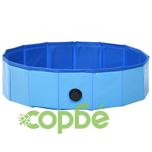 Сгъваем басейн за кучета, син, 80x20 см, PVC ➤ топ цена ➤ sorbe.bg