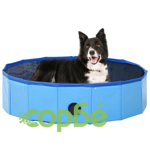 Сгъваем басейн за кучета, син, 80x20 см, PVC ➤ топ цена ➤ sorbe.bg