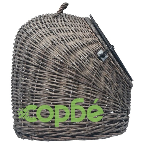 Транспортен кош за котки, сив, 45x35x35 см, естествена върба ➤ топ цена ➤ sorbe.bg