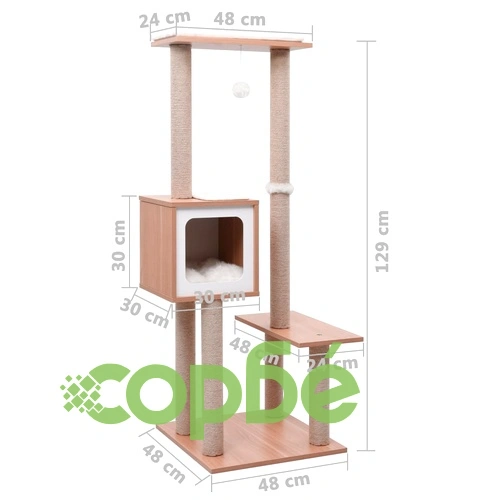 Котешко дърво със сизалени стълбове, подложка, 129 см ➤ топ цена ➤ sorbe.bg