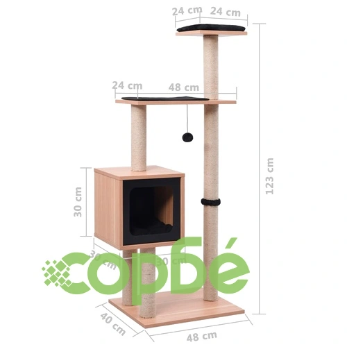 Котешко дърво със сизалени стълбове, подложка, 123 см ➤ топ цена ➤ sorbe.bg