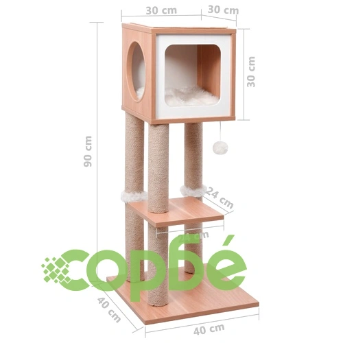 Котешко дърво със сизалени стълбове, подложка, 90 см ➤ топ цена ➤ sorbe.bg