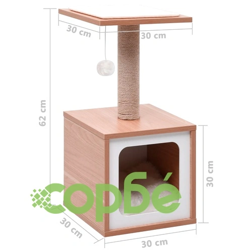 Котешко дърво със сизалени стълбове, подложка, 62 см ➤ топ цена ➤ sorbe.bg