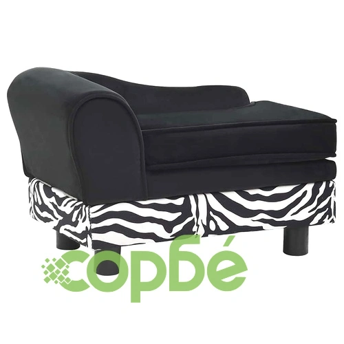 Кучешки диван, черен, 57x34x36 см, плюш ➤ топ цена ➤ sorbe.bg