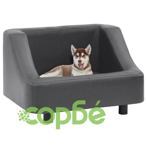 Кучешки диван, сив, 67x52x40 см, изкуствена кожа ➤ топ цена ➤ sorbe.bg