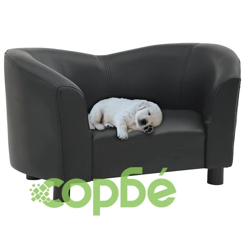 Кучешки диван, черен, 67x41x39 см, изкуствена кожа ➤ топ цена ➤ sorbe.bg