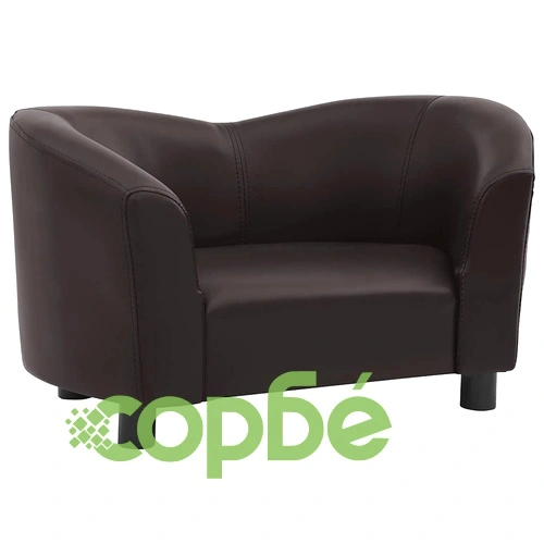 Кучешки диван, кафяв, 67x41x39 см, изкуствена кожа ➤ топ цена ➤ sorbe.bg