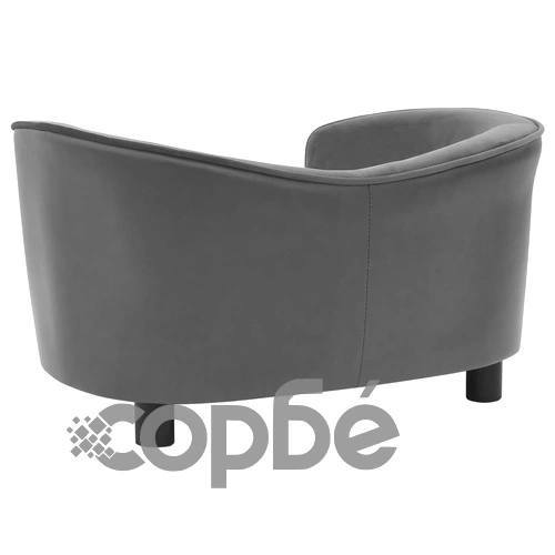 Кучешки диван, сив, 69x49x40 см, плюш и изкуствена кожа ➤ топ цена ➤ sorbe.bg