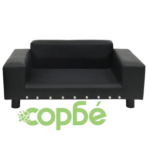 Кучешки диван, черен, 81x43x31 см, плюш и изкуствена кожа ➤ топ цена ➤ sorbe.bg