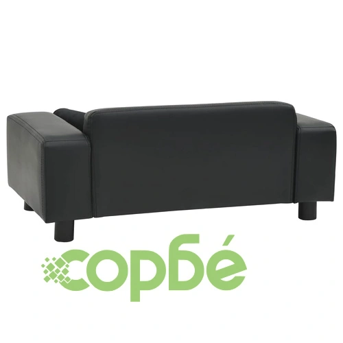 Кучешки диван, черен, 81x43x31 см, плюш и изкуствена кожа ➤ топ цена ➤ sorbe.bg