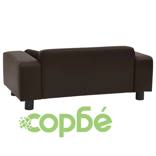 Кучешки диван, кафяв, 81x43x31 см, плюш и изкуствена кожа ➤ топ цена ➤ sorbe.bg