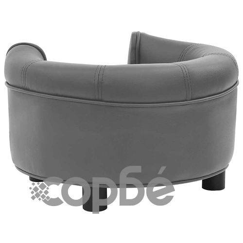 Кучешки диван, сив, 48x48x32 см, плюш и изкуствена кожа ➤ топ цена ➤ sorbe.bg