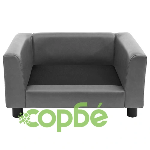 Кучешки диван, сив, 60x43x30 см, плюш и изкуствена кожа ➤ топ цена ➤ sorbe.bg