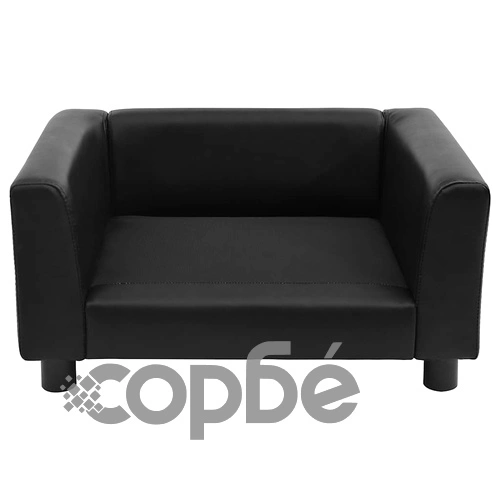 Кучешки диван, черен, 60x43x30 см, плюш и изкуствена кожа ➤ топ цена ➤ sorbe.bg