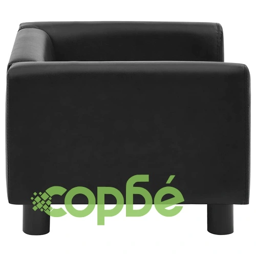 Кучешки диван, черен, 60x43x30 см, плюш и изкуствена кожа ➤ топ цена ➤ sorbe.bg