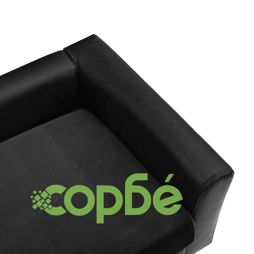 Кучешки диван, черен, 60x43x30 см, плюш и изкуствена кожа ➤ топ цена ➤ sorbe.bg