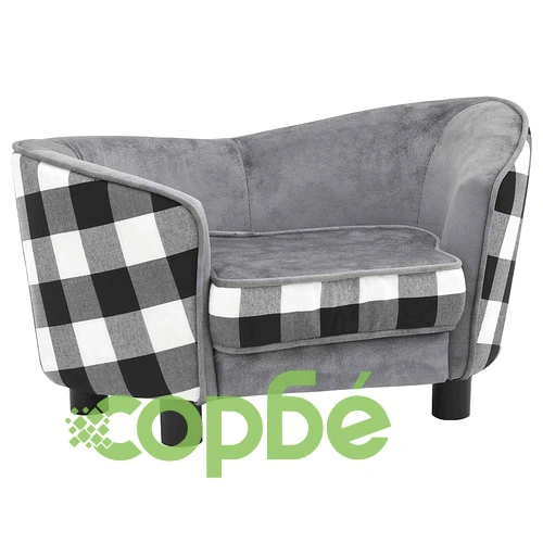 Кучешки диван, сив, 68x38x38 см, плюш ➤ топ цена ➤ sorbe.bg