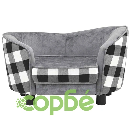 Кучешки диван, сив, 68x38x38 см, плюш ➤ топ цена ➤ sorbe.bg