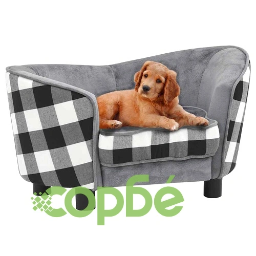Кучешки диван, сив, 68x38x38 см, плюш ➤ топ цена ➤ sorbe.bg