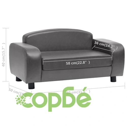 Кучешки диван, сив, 80x50x40 см, изкуствена кожа ➤ топ цена ➤ sorbe.bg