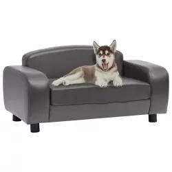 Кучешки диван, сив, 80x50x40 см, изкуствена кожа