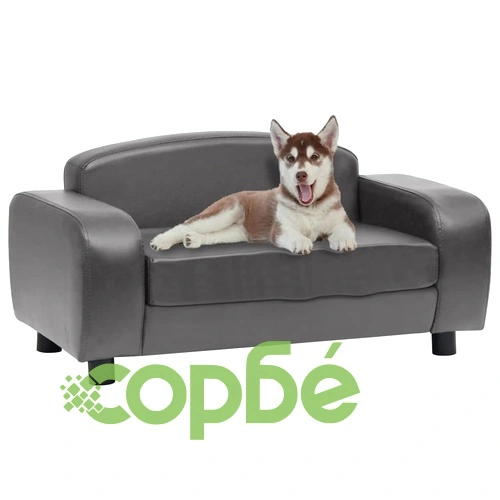 Кучешки диван, сив, 80x50x40 см, изкуствена кожа ➤ топ цена ➤ sorbe.bg