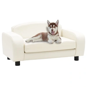 Кучешки диван, кремав, 80x50x40 см, изкуствена кожа