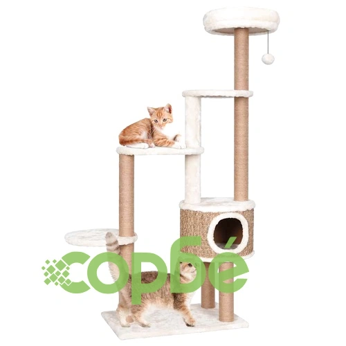 Котешко дърво с облицовка лукс и драскалка 148 см морска трева ➤ топ цена ➤ sorbe.bg