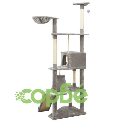 Котешко дърво със сизалени стълбове, светлосиво, 191 см ➤ топ цена ➤ sorbe.bg