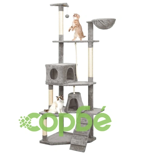 Котешко дърво със сизалени стълбове, светлосиво, 191 см ➤ топ цена ➤ sorbe.bg