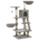 Котешко дърво със сизалени стълбове, сиво, 122 см