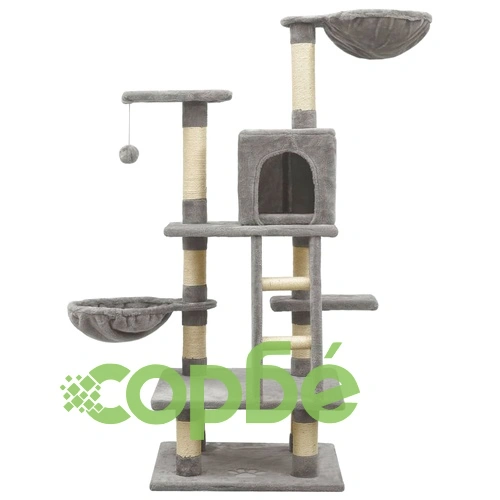 Котешко дърво със сизалени стълбове, сиво, 122 см ➤ топ цена ➤ sorbe.bg
