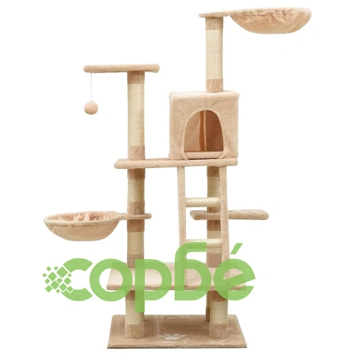 Котешко дърво със сизалени стълбове за драскане, бежово, 122 см ➤ топ цена ➤ sorbe.bg