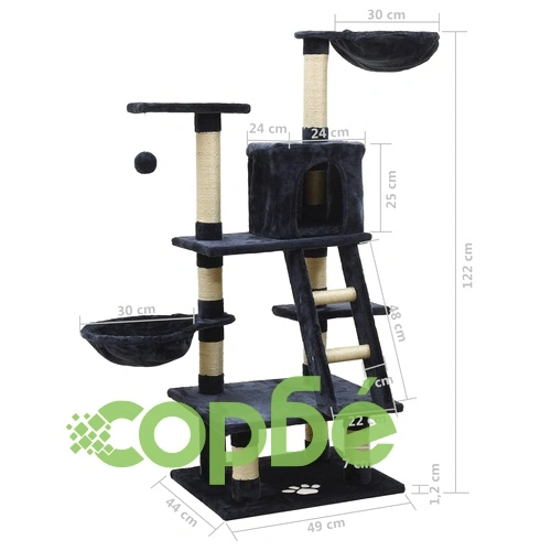 Котешко дърво със сизалени стълбове за драскане, синьо, 122 см ➤ топ цена ➤ sorbe.bg