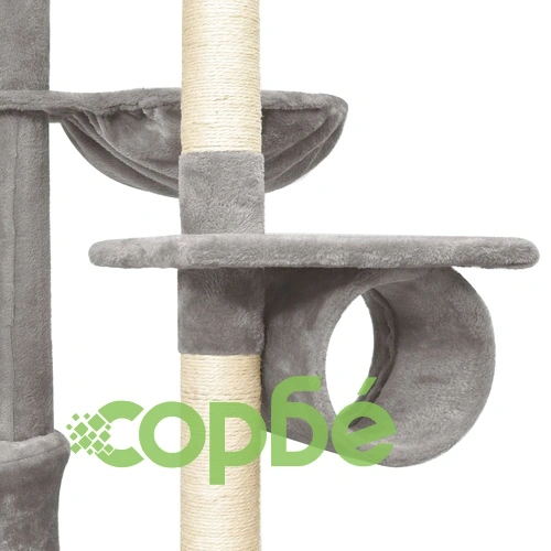 Котешко дърво от пода до тавана, сиво, 220-240 см ➤ топ цена ➤ sorbe.bg