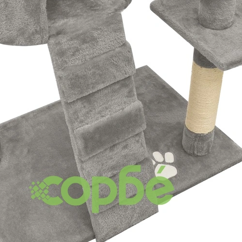 Котешко дърво от пода до тавана, сиво, 220-240 см ➤ топ цена ➤ sorbe.bg