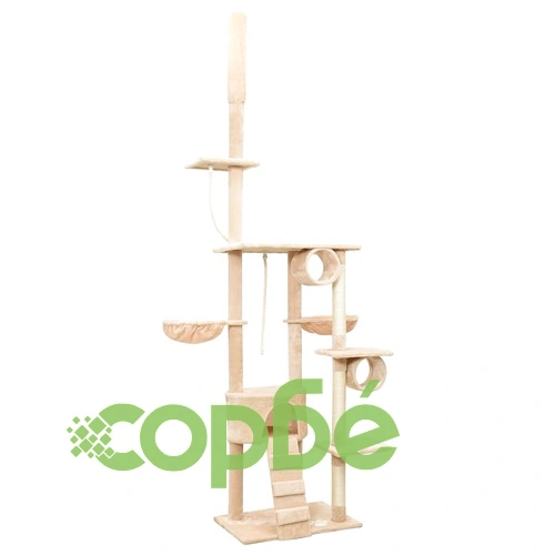 Котешко дърво от пода до тавана, бежово, 220-240 см ➤ топ цена ➤ sorbe.bg