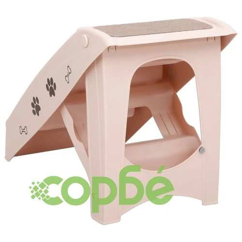 Сгъваеми стълби за кучета, кремави, 62x40x49,5 см ➤ топ цена ➤ sorbe.bg