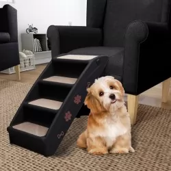 Сгъваеми стълби за кучета, черни, 62x40x49,5 см