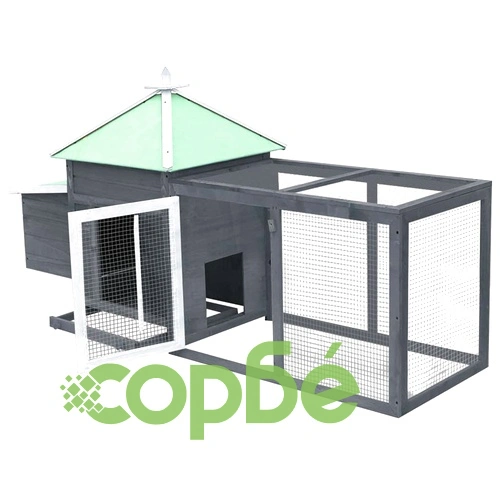 Птичарник с места за гнездене, сив, 190x72x102 см, масивен чам ➤ топ цена ➤ sorbe.bg