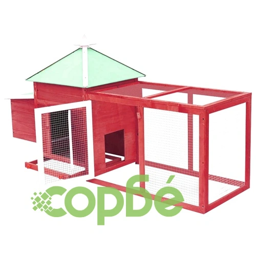 Птичарник с места за гнездене, червен, 190x72x102 см, масивен чам ➤ топ цена ➤ sorbe.bg